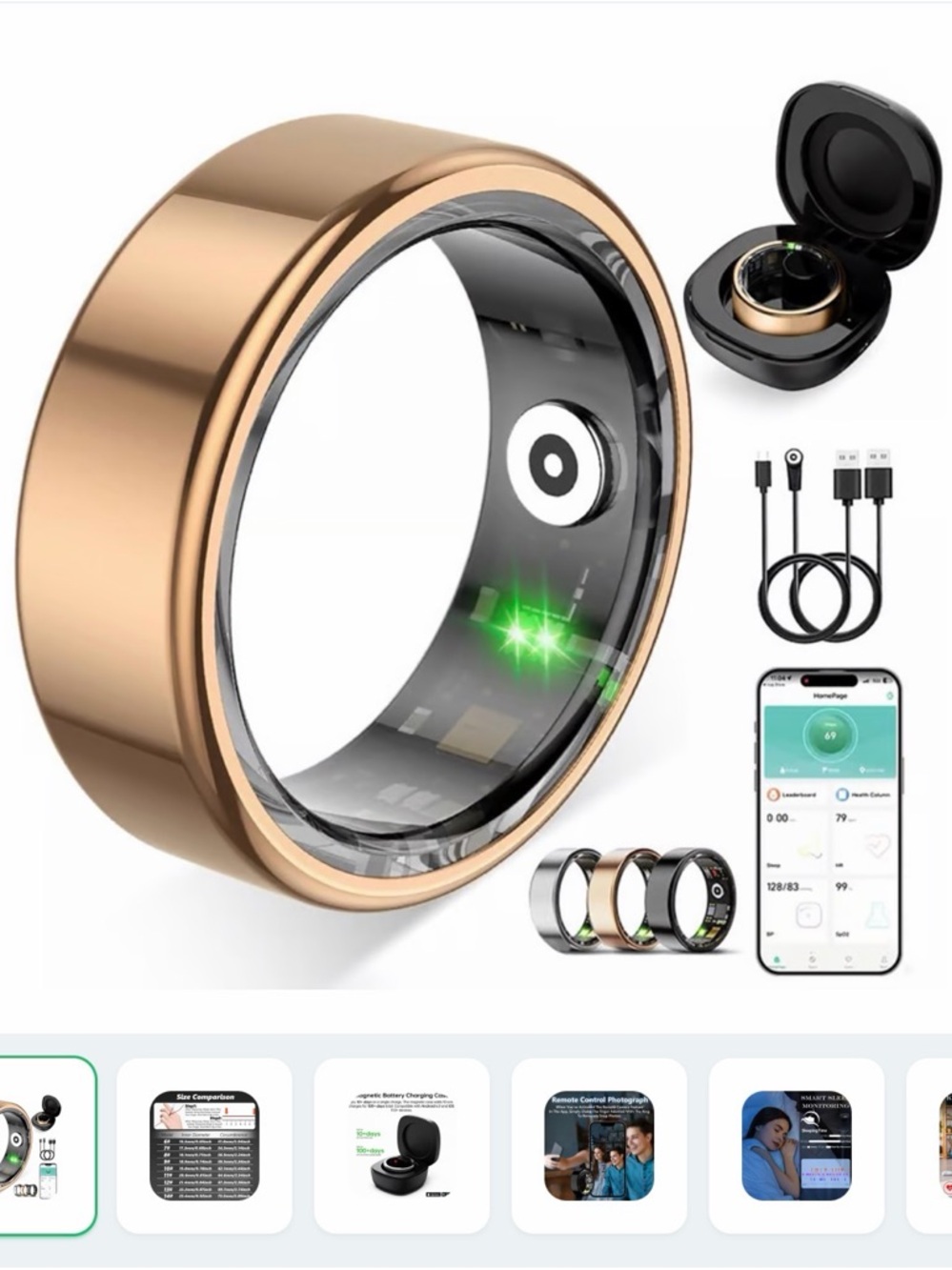 Smart Health & Activity Ring in Rose Gold - Bluetooth Wearable